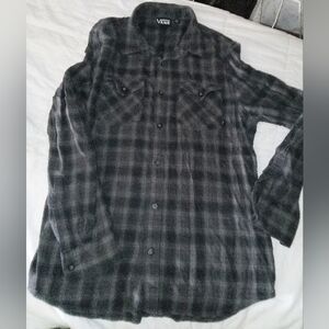 Vans mens Black and Gray Plaid Shirt